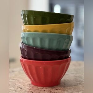 NEW Anthropologie Set of 5 Amelie Biscuit Latte Cereal Bowls 5.5” Glossy RARE